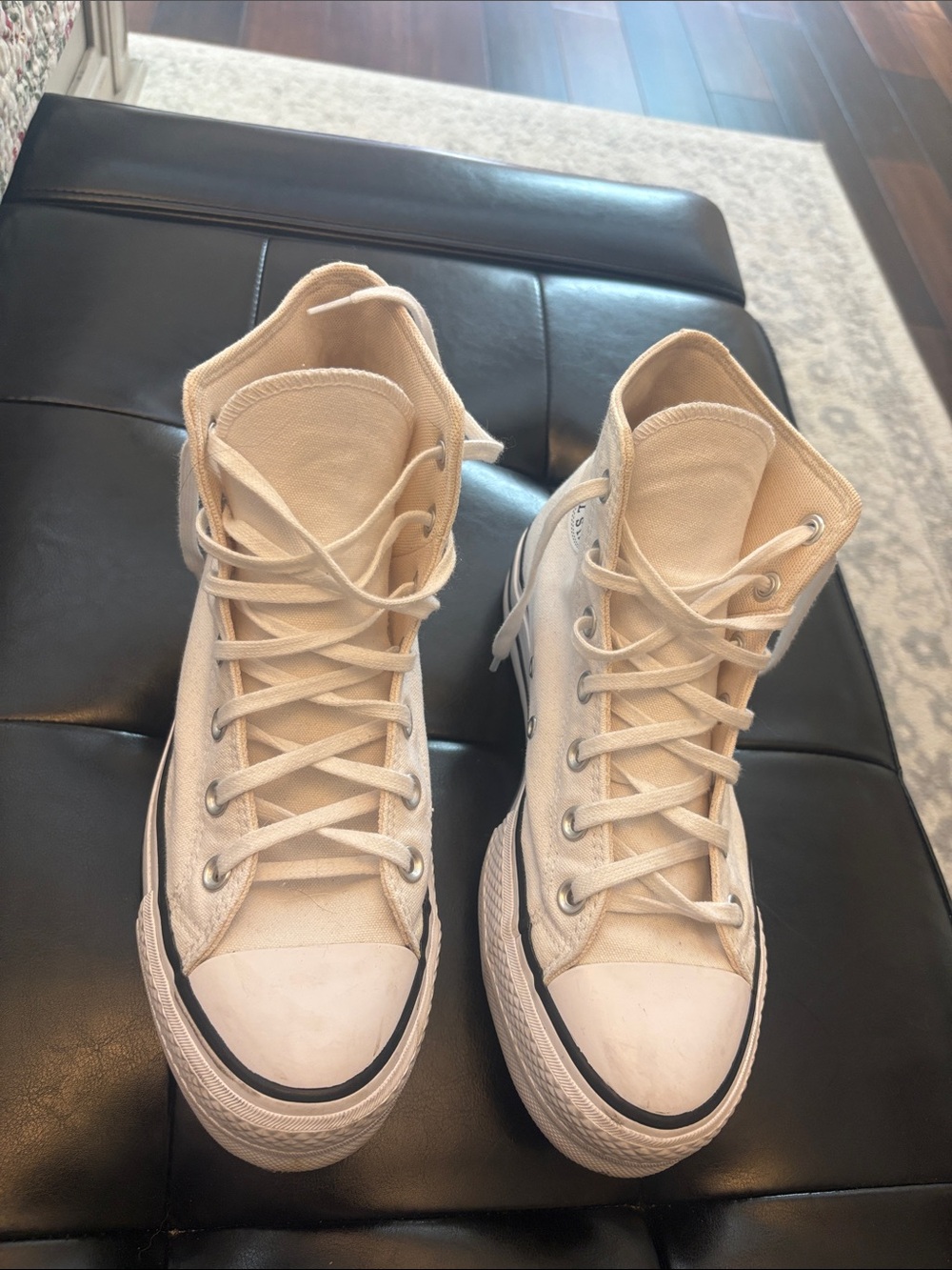 Classic High-Top Canvas Sneakers in Cream